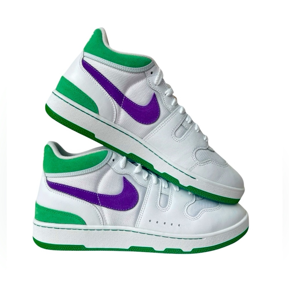 Nike Attack QS SP Retro High Basketball Tennis Shoes White Green Purple Size 12